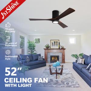 Flush Mount Smart APP Control Solid Wood Ceiling Fan With Light And Remote For Home