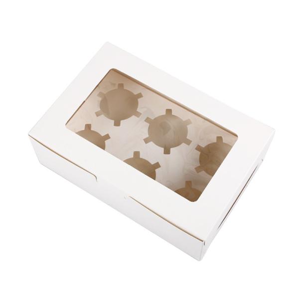 Quality Bakery Custom Cake Box Mini Muffin Cupcake Boxes 6 Holes With Window for sale