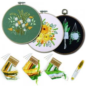 China Bamboo Hoops 11.8x11.8 Inch Embroidery Starter Kit With Pattern wholesale