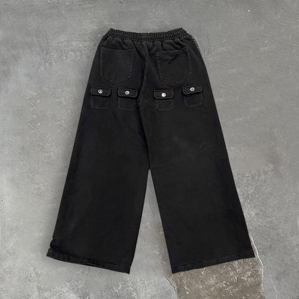 Custom logo Baggy Sweatpants 100% Cotton Fleece Pant Rhinestone Sweats Pants Wide Leg Flared Baggy Sweatpants Joggers