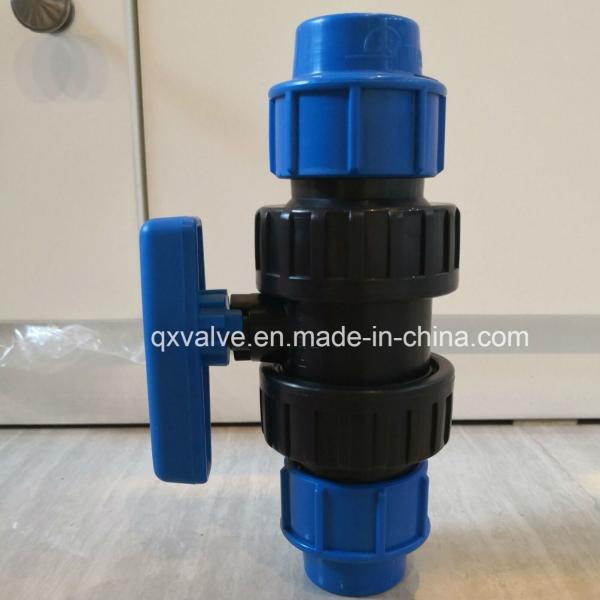 Quality 16mm to 110mm QX PP Union Valve with Connect Fittings of PP Compression Fittings Blue for sale