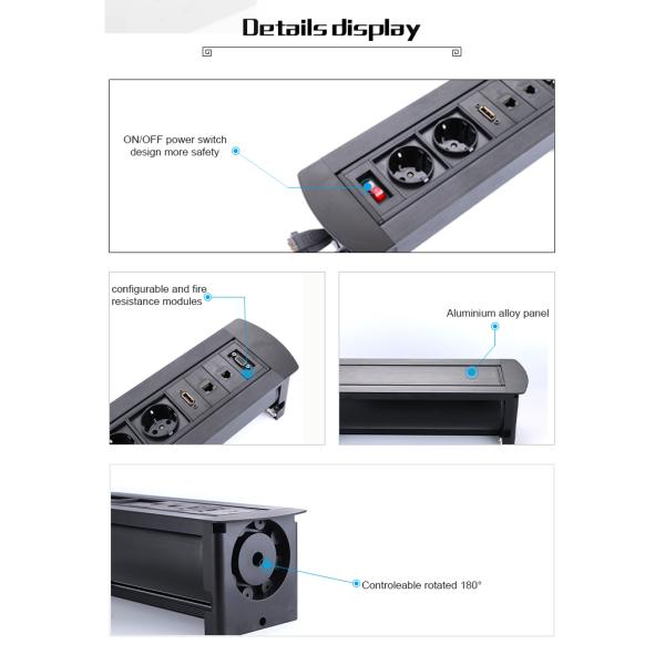 Furniture Power Distribution Conference Recessed Power Strip Desk Mounted OEM