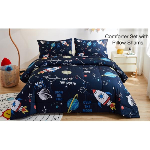 5 Piece Childrens Bedding Sets Twin Size Space Rocket Bedding Set Home Textile Products