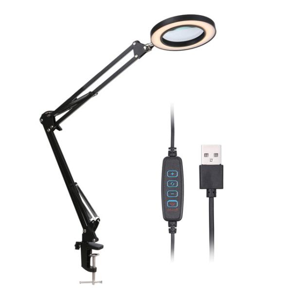 magnifying lamp clamp base led magnifier magnifications lenses USB power input