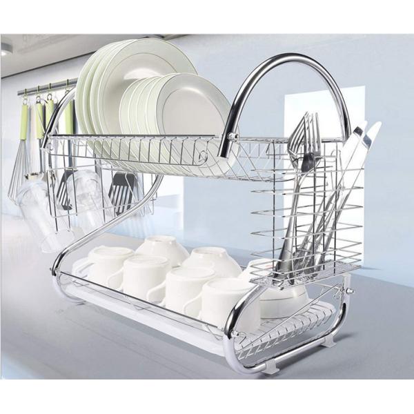 SS H39.5cm 2 Tier Kitchen Storage Rack , 1.28KG Two Tier Shelf Organizer