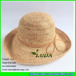 China LDMZ-002 natural raffia crocheted straw hats with braid wholesale