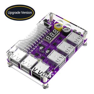 China ATX 24 Pin Power Supply Breakout Board with Acrylic Case Kit 3 Digit LED Display 12- port USB 2.0 &amp; QC 2.0/ 3.0 &amp; 12V Output wholesale