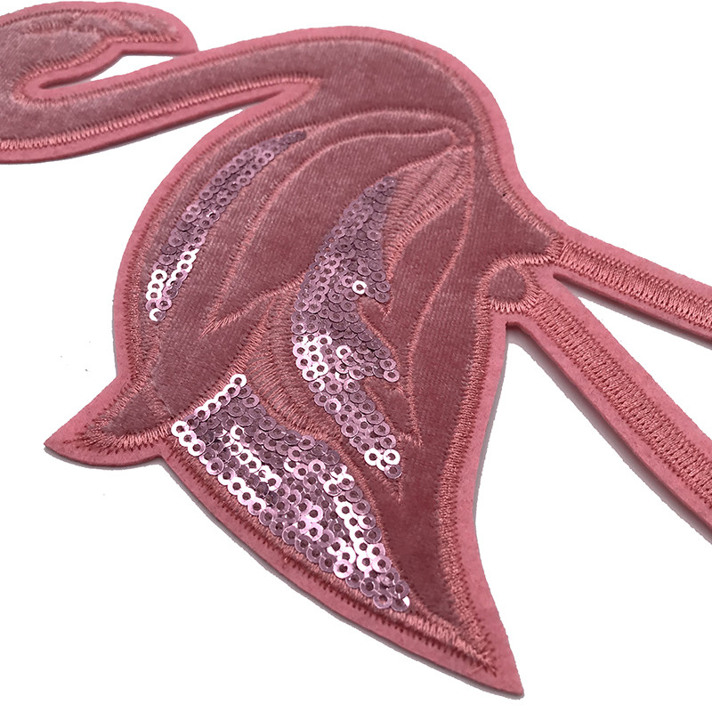 Red Personalized Iron On Patches , Whooping Crane Embroidered Animal Patches