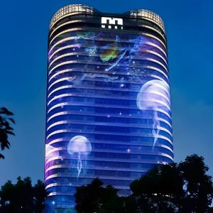 China Large Scale 3D Mapping Projection Video Animation Building 3D Video Facade Mapping wholesale