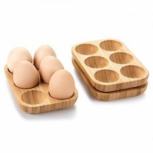 China Wood Egg Durable Bamboo Tray Set With 6 Holes wholesale