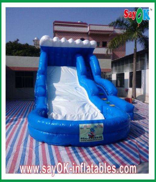 Quality Inflatable Slip And Slide With Pool Enviromentally-Friendly Blue Ocean Inflatable Slide 0.55mm PVC With Water Pool for sale