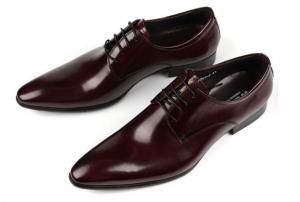China Oxford Style Mens Leather Dress Shoes Dark Red / Black Lace Up Dress Shoes on sale