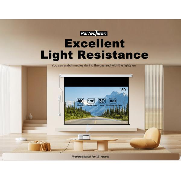 ALR Large Size Projector Screen 150 Inch Electric Motorized Projector Screen 4K