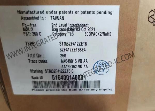 STM32F412ZET6 Microcontroller MCU 32Bit Single Core MCU 100MHz Embedded MCU