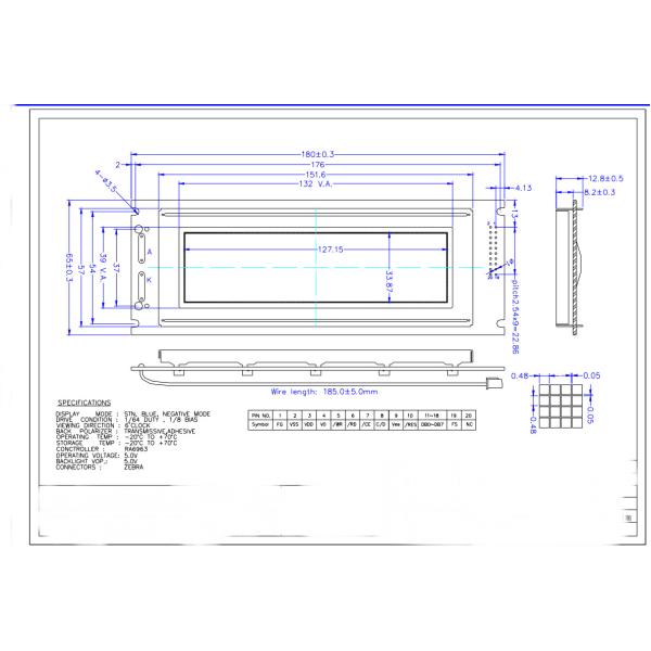 240*64 graphic STN blue negative transmissive LCD Module