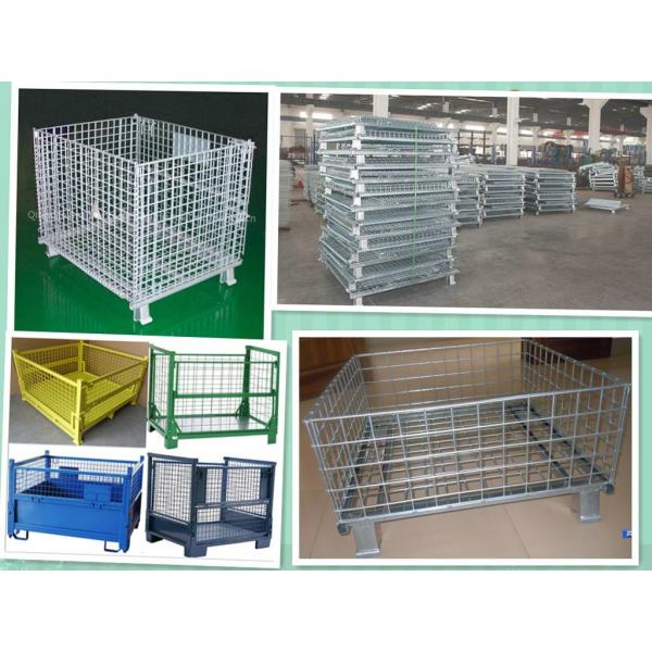 Wire Mesh Box Container Heavy Duty Storage Cage With Caster Zinc Surface