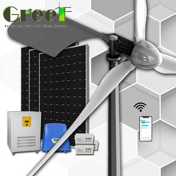 Quality High Efficiency On Grid Solar Wind Hybrid Horizontal Axis Wind Turbine System 1KW for sale