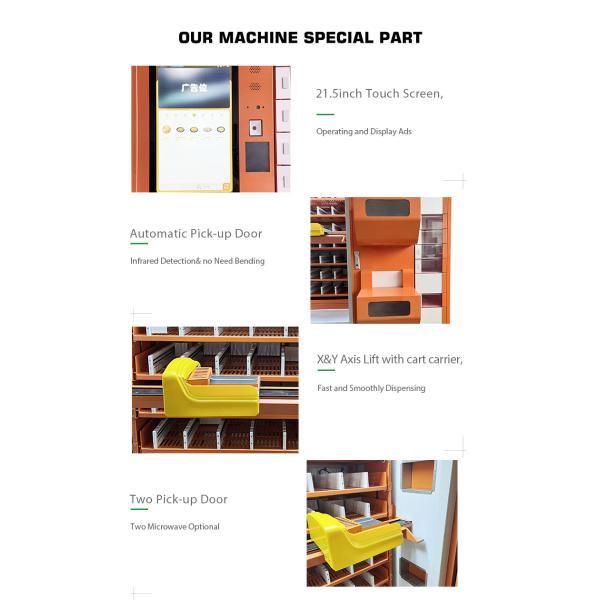 21.5 Inch Touch Screen Vending Machine With Microwave Oven Lunch Box Meal Automatic Hot Food Vending Machine