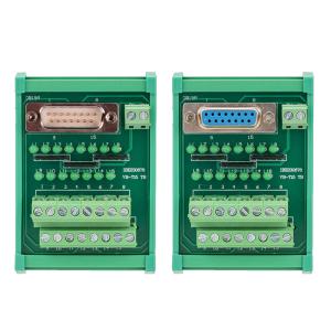 China D Sub 15 Pin Single End DB15 Connectors Terminal Block Breakout Board DIN Rail Led Indicator wholesale