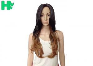 China Black T Brown Long Synthetic Wigs Natural Curly Bang Side Wigs For Women wholesale