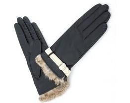 China sheep fur lined ladies' leather gloves winter on sale