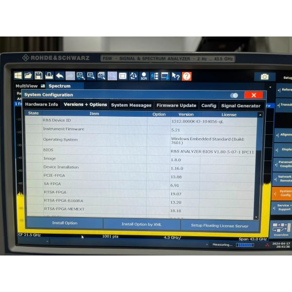 43.5 GHz Ultra Wideband Rohde And Schwarz Signal Analyzer FSW43