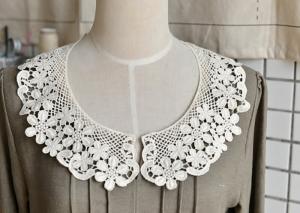 China Embroidered Water Soluble Floral Lace Collar Applique For Lady Garment 100% Cotton wholesale