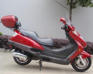 China Two Headlights Blue Adult Gas Scooter , 150cc Motor Scooter With 2 Seats Real Leather wholesale