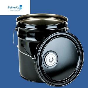 China 0.32mm-0.43mm Metal Paint Pail    20l Black Bucket With Lid wholesale