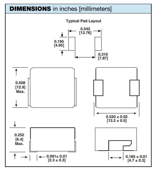 IHLP5050FDER1R0M01 1µH Shielded Molded Inductor 32 A 2mOhm Max Nonstandard