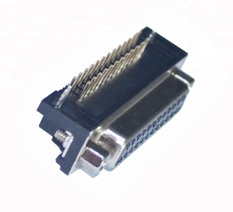 90 Degree 25 Pin D Sub Male Connector Two Rows Female DR With Back Shell