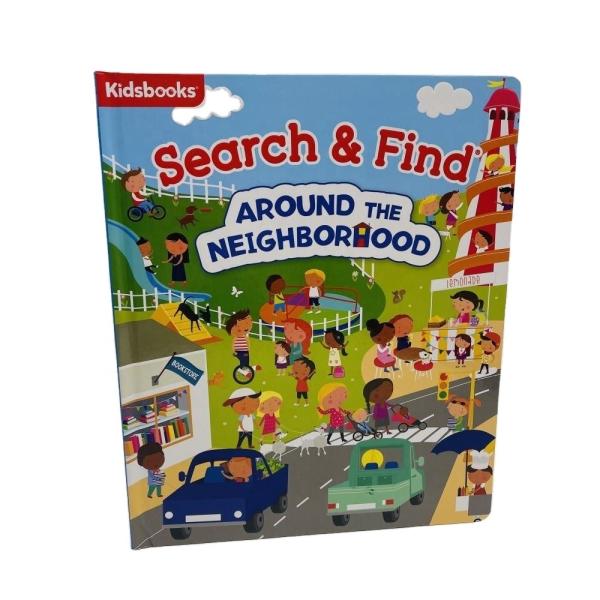 Custom factory printed hardcover search find game educational toy thick board book for kids learning