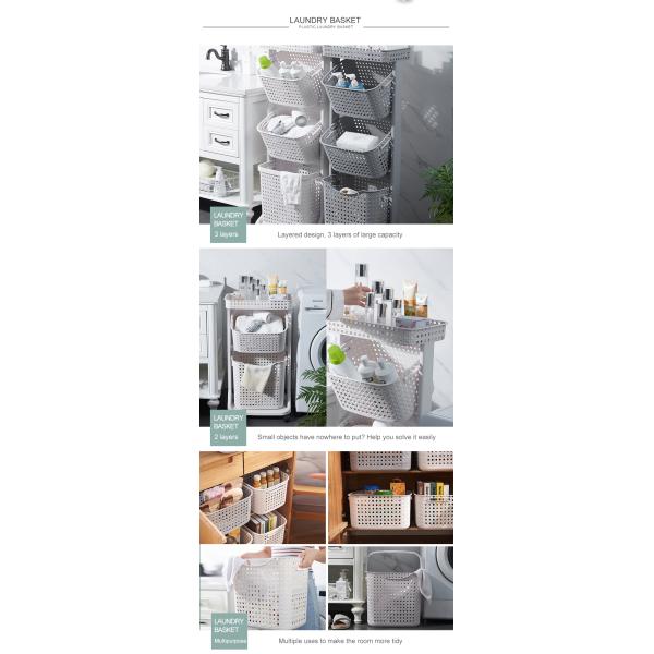 Versatile 3 Tier Vertical Laundry Sorter 44X34 Plastic Laundry Hamper