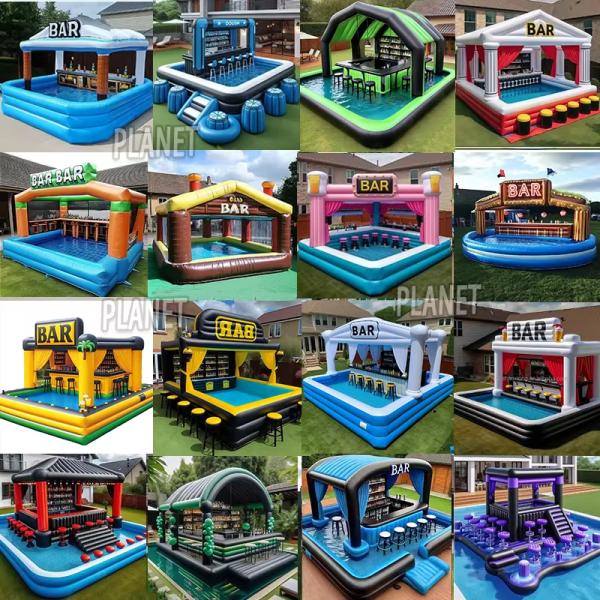 Commercial PVC Inflatable Floating Pool Bar Party Pub Bar For Rental Event