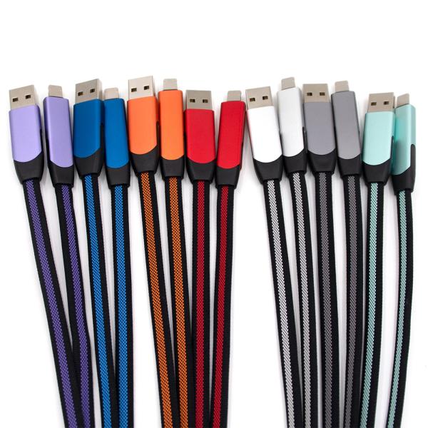 2025 6-in-1 Multi-Device Fast Charging Cable 1m Braided USB C/Micro USB/Lightning 3A Quick Charge
