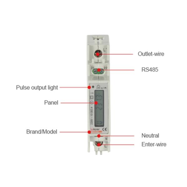 Acrel ADL10-E Single-phase DIN Rail Energy Meter Input Current 10(60)A LCD