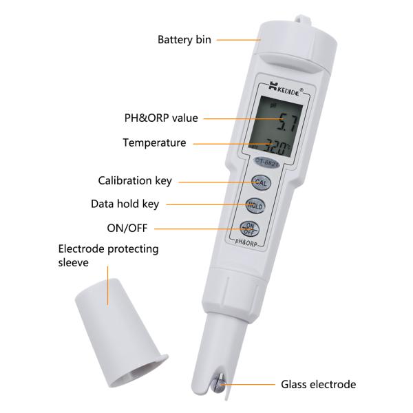Waterproof Digital Handheld Ph Meter Automatic Water Analyzer Control Range 0.0~14.0ph +/-500mv