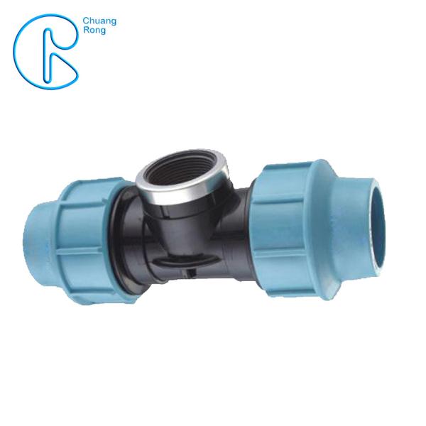 Quality 1 / 2 '' To 4 '' Female Thread PP Compression Tee With Ring Nut High Mechanical Resistance for sale