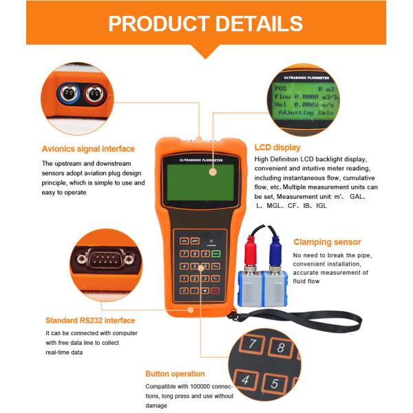 Shengda 15-700mm Digital Handheld Ultrasonic Flowmeter Price