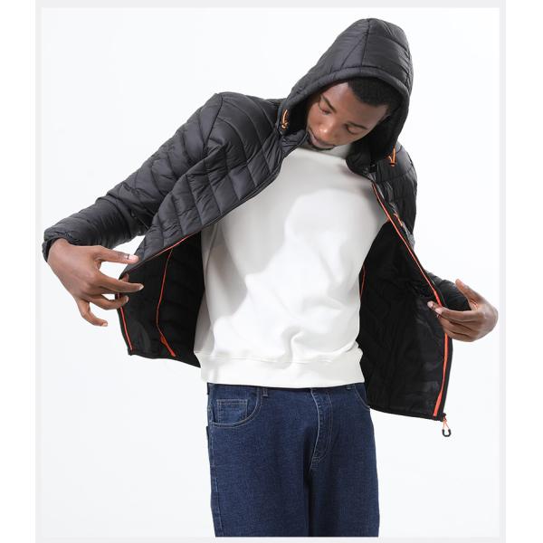 New men's autumn winter down jacket lightweight casual warm long sleeve cotton waterproof windproof coat with a detachable hood