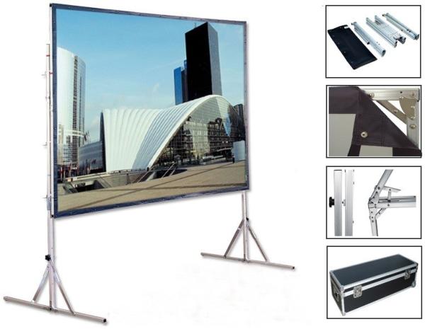 Quality 120inch Front Rear Projection Fast Fold Portable Projector Projection Screen With Stand Metal 3D PVC Fabric for sale