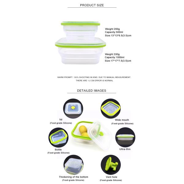 800ML Biodegradable Collapsible Kitchen Storage Containers