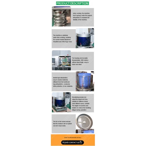 High Speed Spin Fruit Vegetable Dewatering Machine Water Dryer Machine