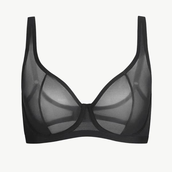 Quality Design Women's Push Transparent Mesh Bra using Knitted Weaving Method for sale