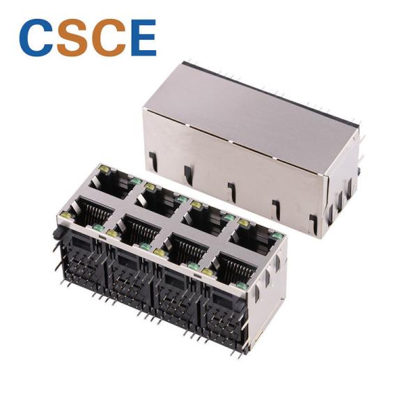 Quality 2 X 4 Multiple Port RJ45 Modular Jack 59C Series With EMI / Leds for sale