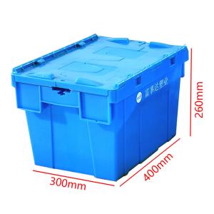 21L Stacking Crates Storage Box With Attached Lid Container Totes NO Foldable