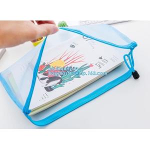 PVC zipper stationery mesh bag, office supplies custom zipper polyester mesh bag