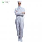 Conductive Fiber Non Static Clothing ESD With Hood Boots For Class 100 Clean