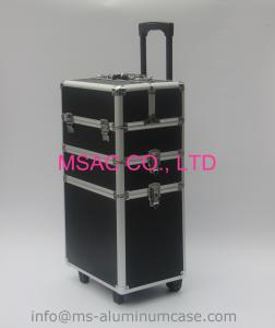 China Three Layers Aluminum Makeup Trolley Case With Black Color wholesale