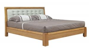 China Oak furniture modern bedroom set double wooden bed models with genuine leather head wholesale